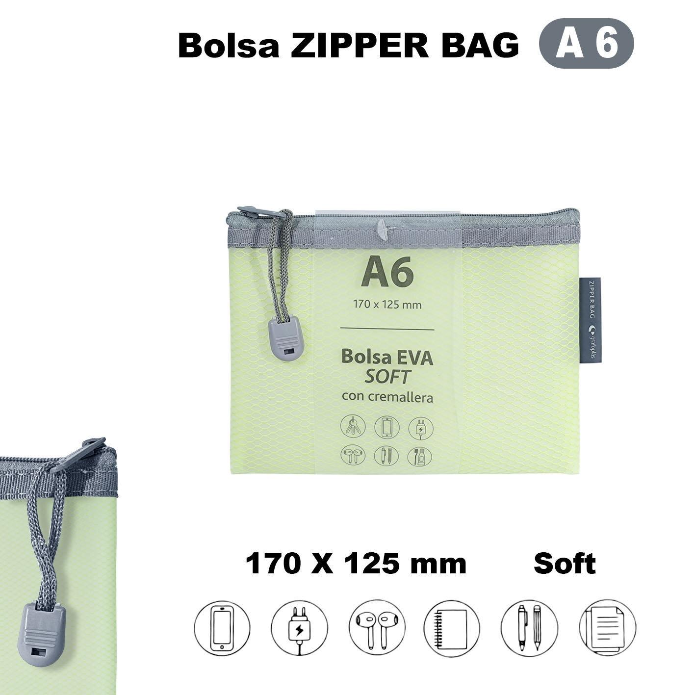 Carpeta cremallera Grafoplas A6 Eva Soft verde 04874192