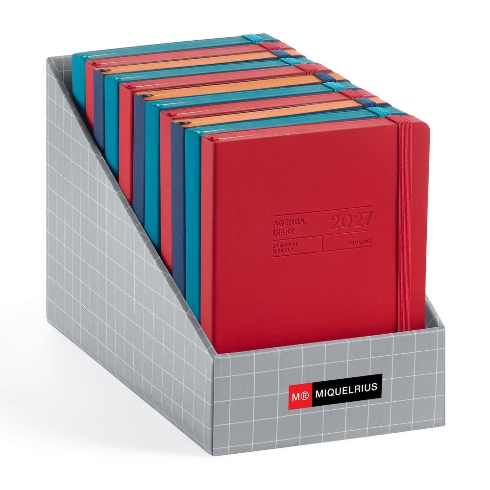 Expositor agendas escolares Miquelrius 2026-2027 MR34917 Back to Basics cosidas 18 meses 12 unidades