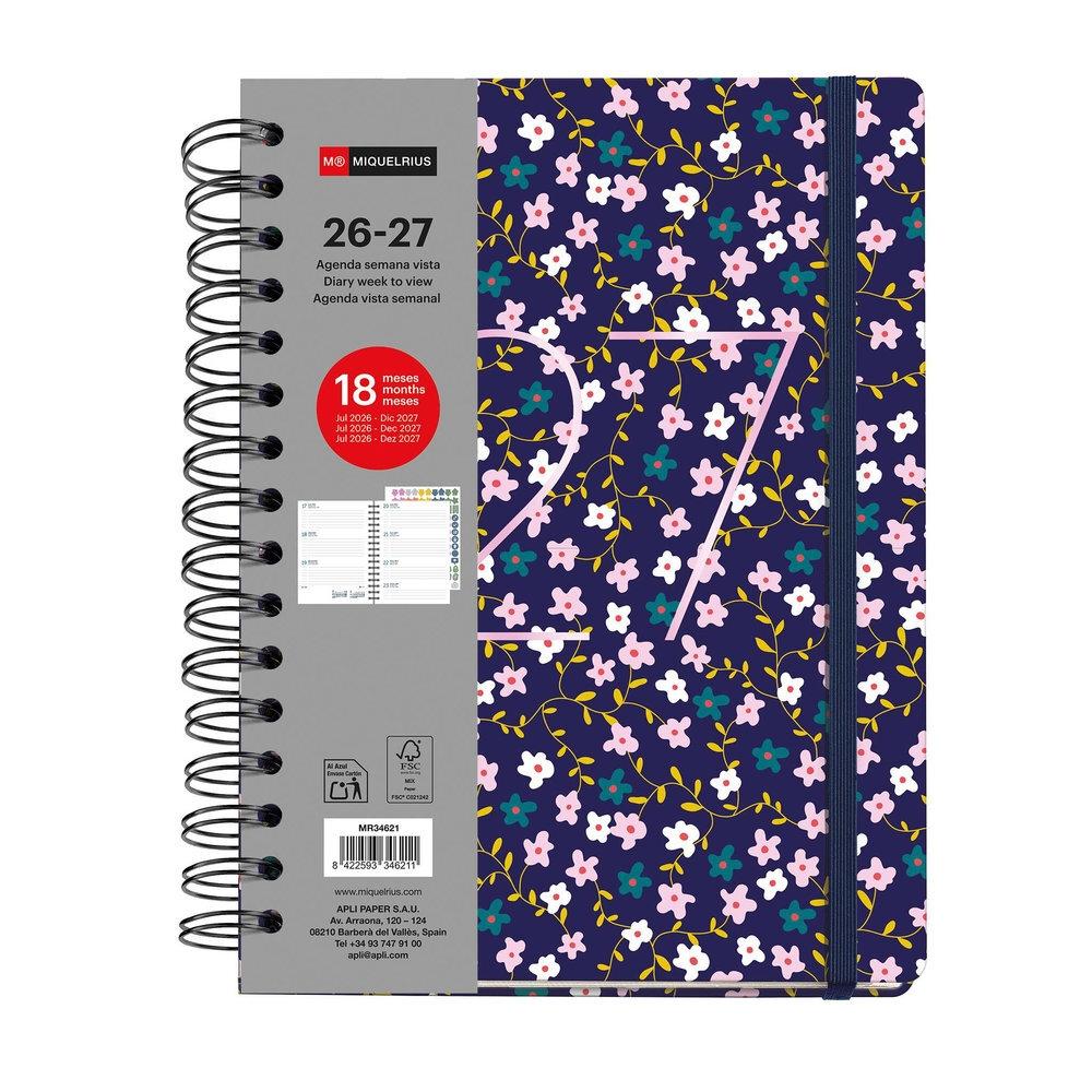 Agenda Miquelrius Escolar 2026-2027 155x213 Semana Vista Plus 18 meses Wire Lilac Petite MR34621