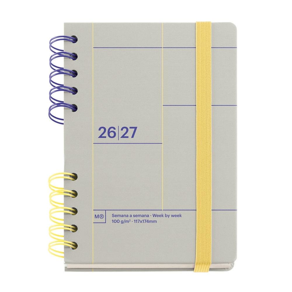 Agenda Miquelrius Escolar 2026-2027 123x178 Semana Vista Activa Back to Basics Gris MR21286