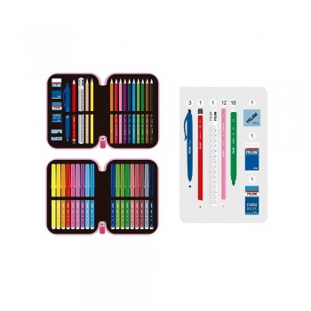 Plumier 2 pisos con contenido serie especial Flowicorn, Rosa 081264FLCP Milan
