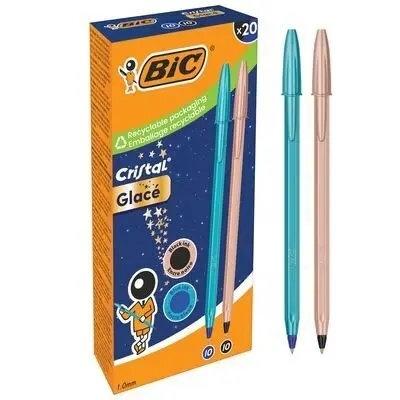 Boligrafo Bic Cristal Glace Agua y Rosa oro Tinta azul y negra 302535