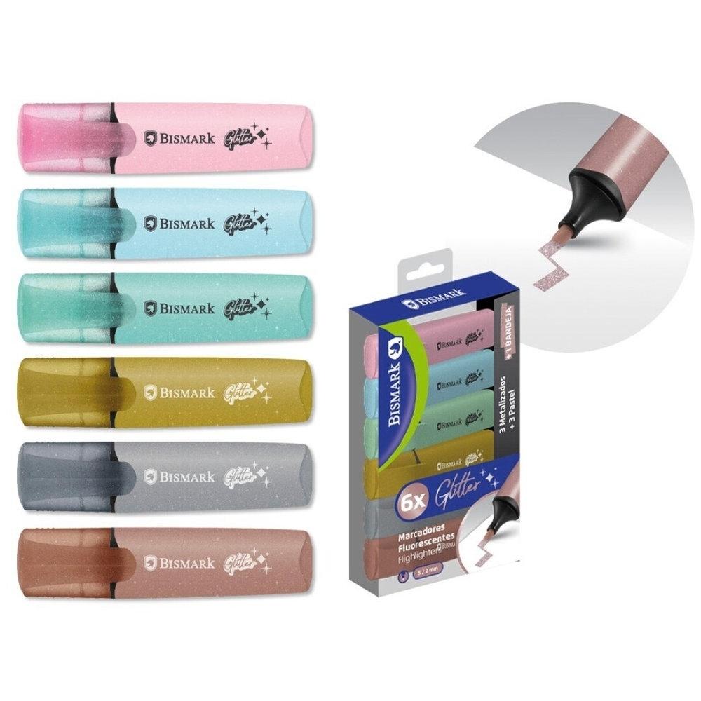 Rotulador glitter Bismark 3 pastel + 3 metalizados 333335