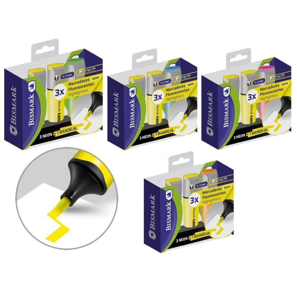 Rotulador fluorescente Bismark long-life neon caja 3 surtidos 332206