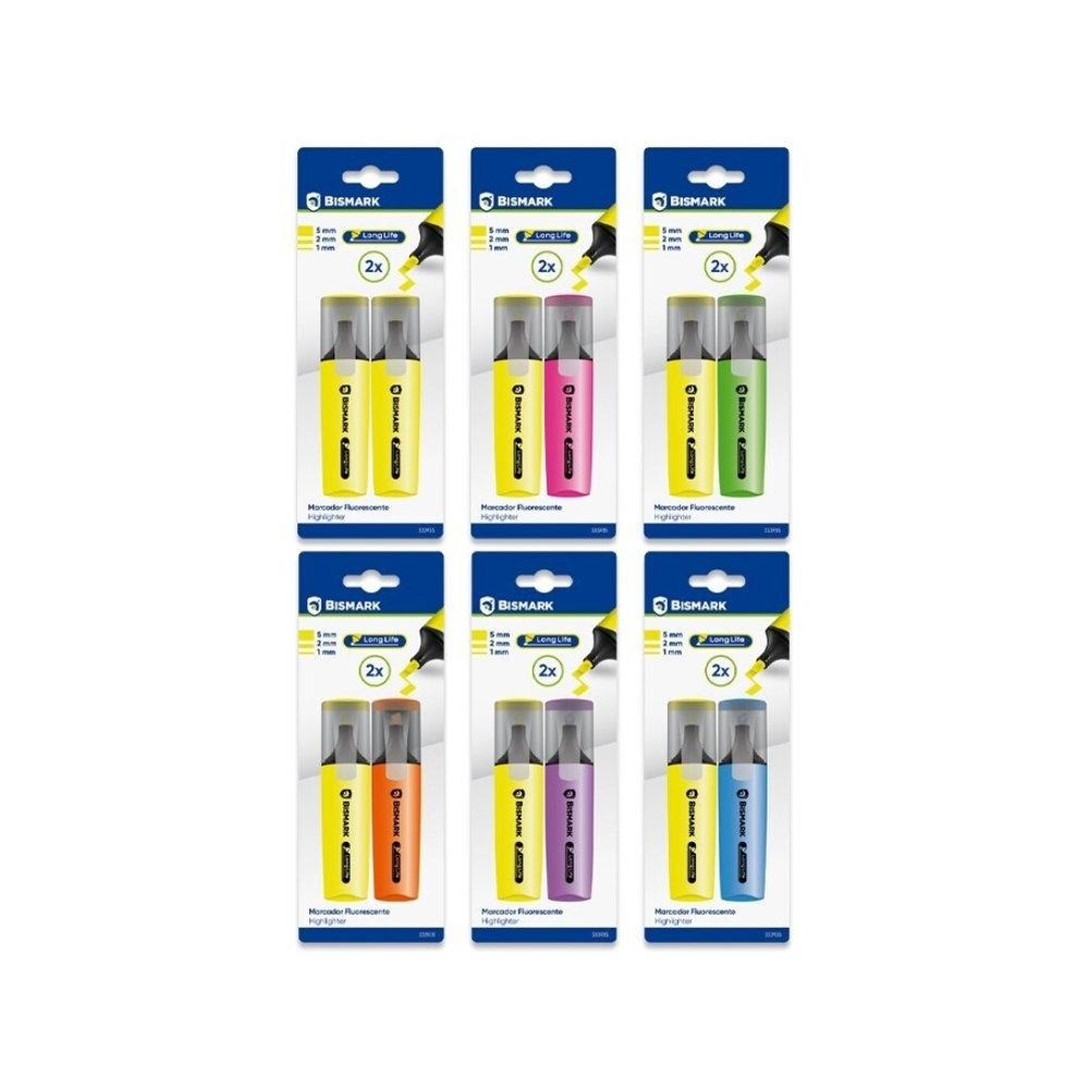 Rotulador fluorescente Bismark long-life neon blister 2 surtidos 333935