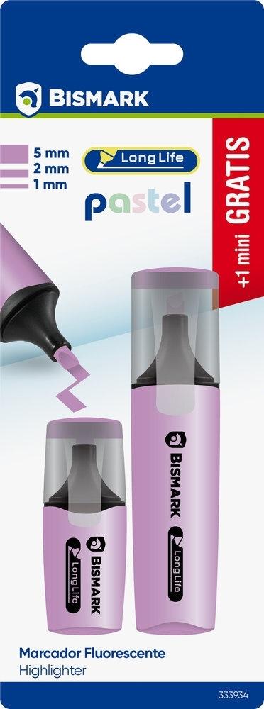 Rotulador fluorescente Bismark long-life pastel 1+1 mini gratis morado 333934