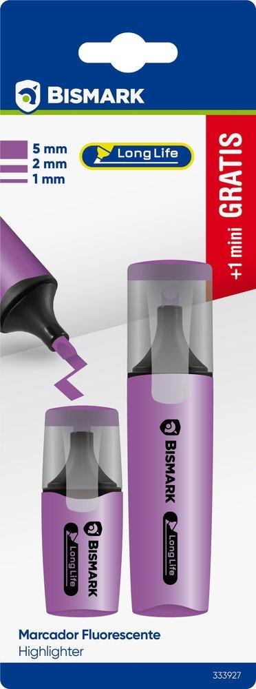 Rotulador fluorescente Bismark long-life neon blister 1+1 mini gratis morado 333927
