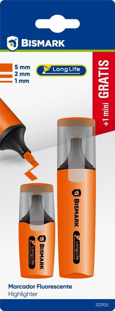 Rotulador fluorescente Bismark long-life neon blister 1+1 mini gratis naranja 333925