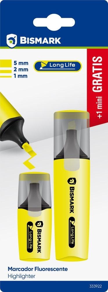 Rotulador fluorescente Bismark long-life neon blister 1+1 mini gratis amarillo 333922