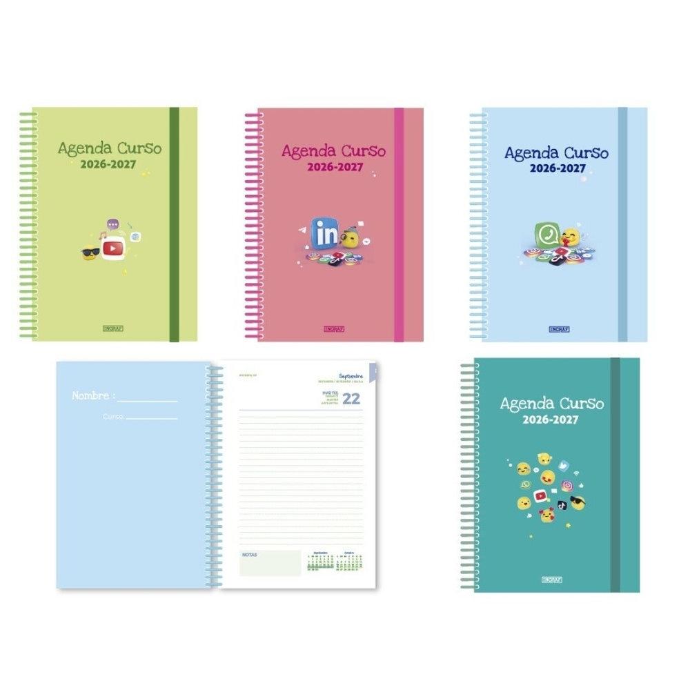 Agenda escolar 2026-2027 Ingraf 333974 Emojis 4º tapa carton dia pagina (No devolución)