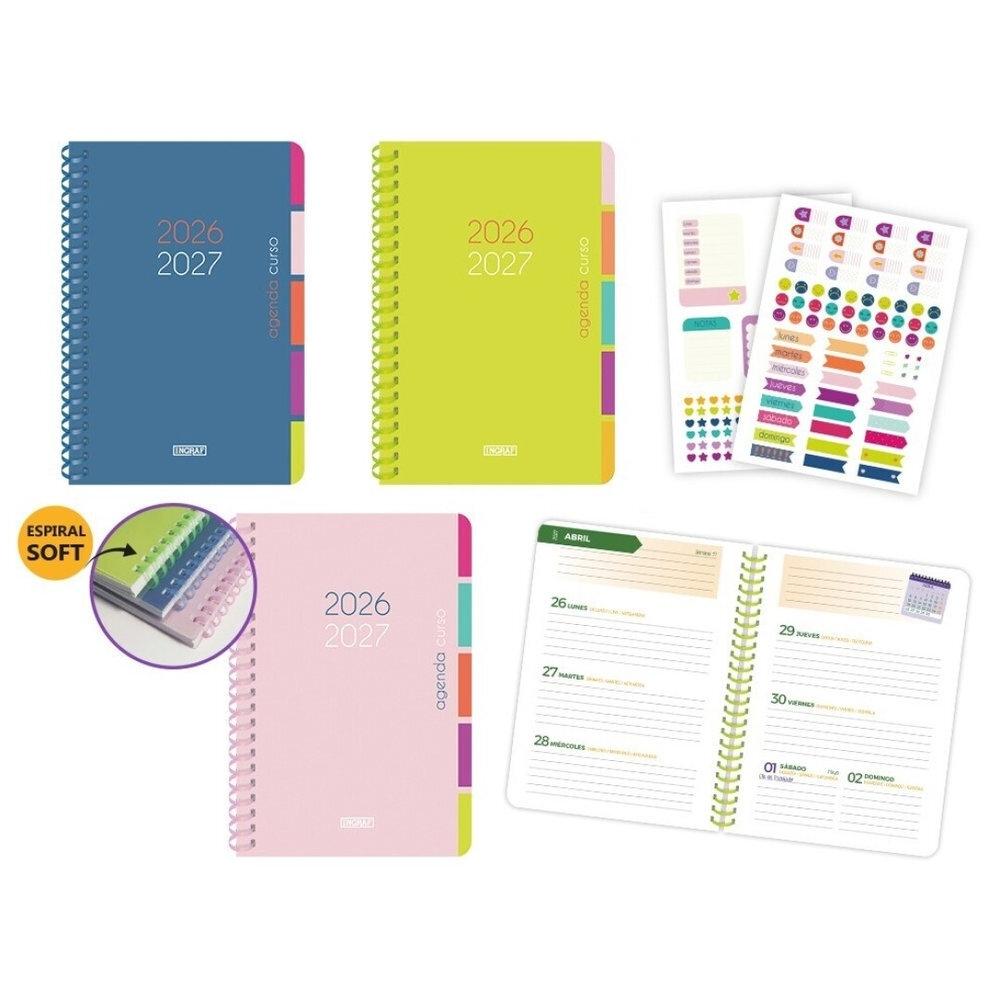 Agenda escolar 2026-2027 Ingraf 333982 Mediterraneo 8º tapa plastico semana vista (No devolución)