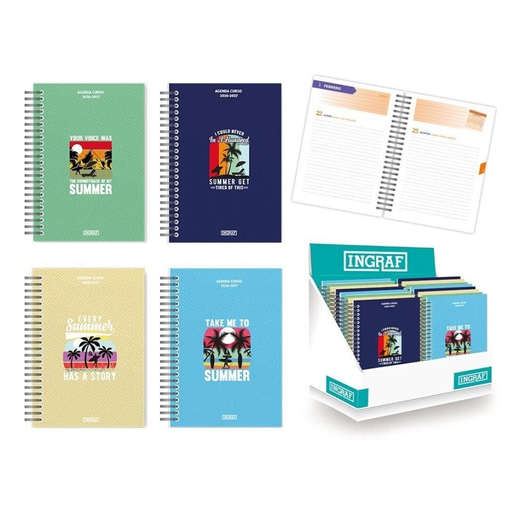 Agenda escolar 2026-2027 Ingraf 333978 Summer 8º tapa carton dia pagina (No devolución)
