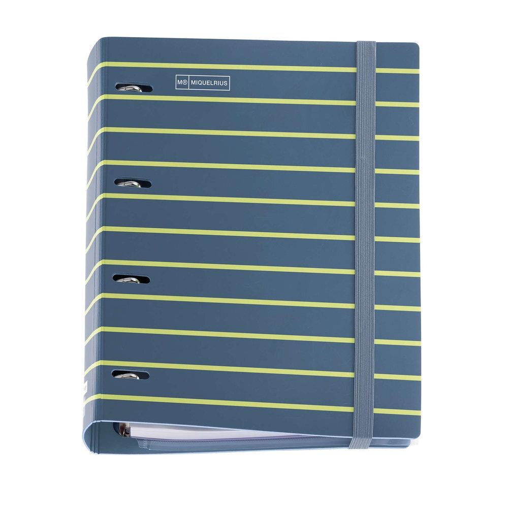 Carpebloc Miquelrius MR15125 A4 4 anillas 35mm 100H 90G 5x5 360º Between the lines Azul