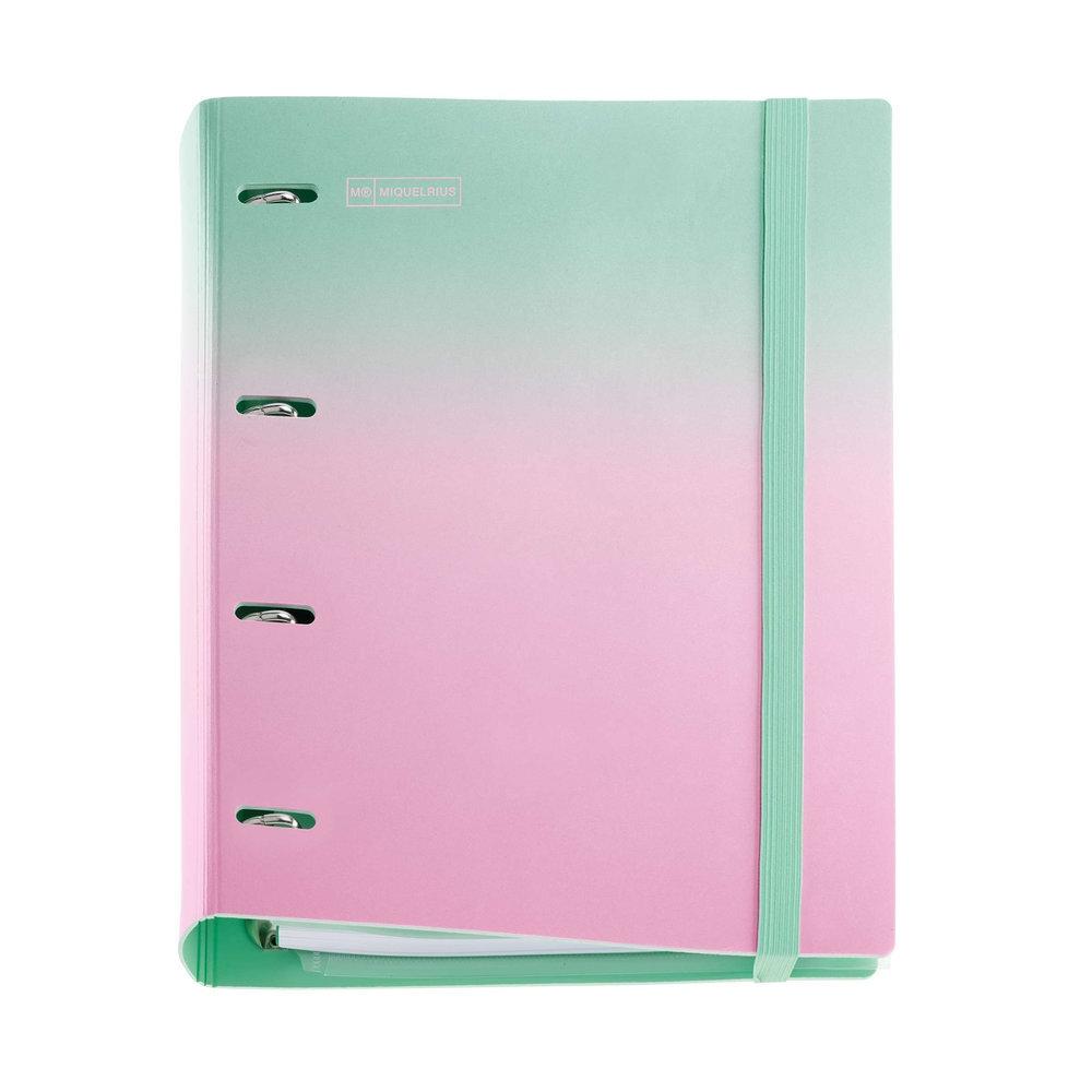 Carpebloc Miquelrius MR20997 A4 4 anillas 35mm 100H 90G 5x5 360º Gradient Mente y Rosa