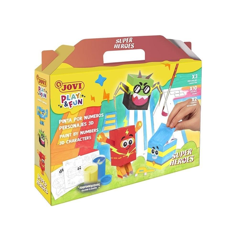 PLAY&FUN JOVI - PINTA CON TEMPERA POR NUMEROS 3D Superheroes 2304