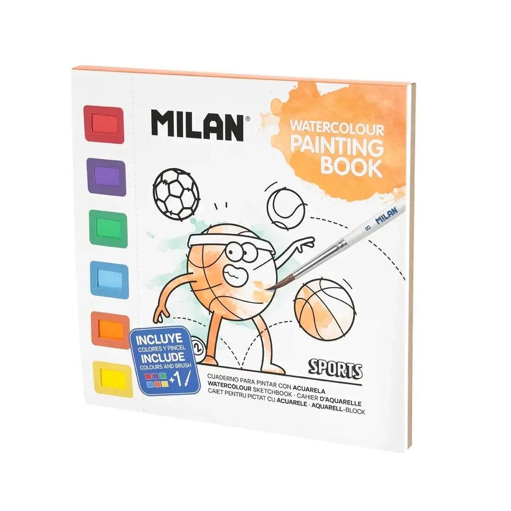 Cuaderno para colorear con acualeras y pincel, Sports Milan 5721AL16SPT