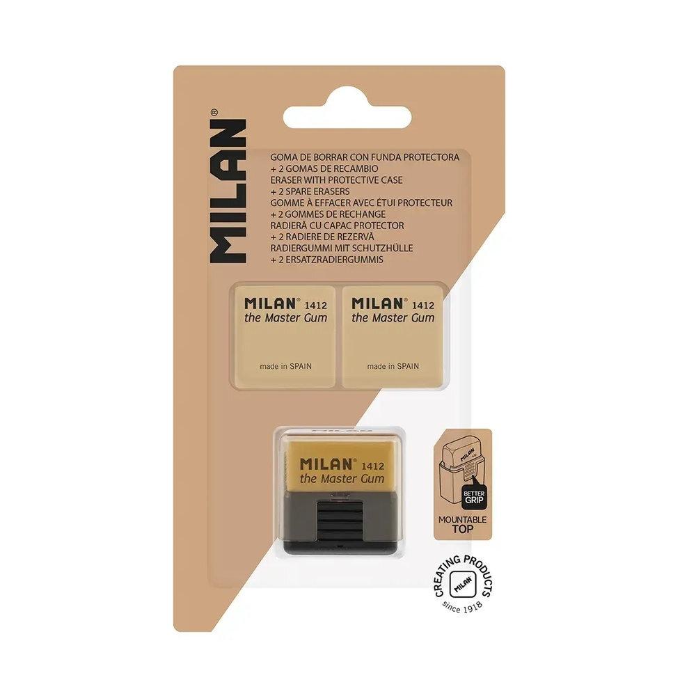 Blíster goma MASTER GUM (especial para bellas artes) con funda rígida +2 gomas de recambio Milan BYM10534
