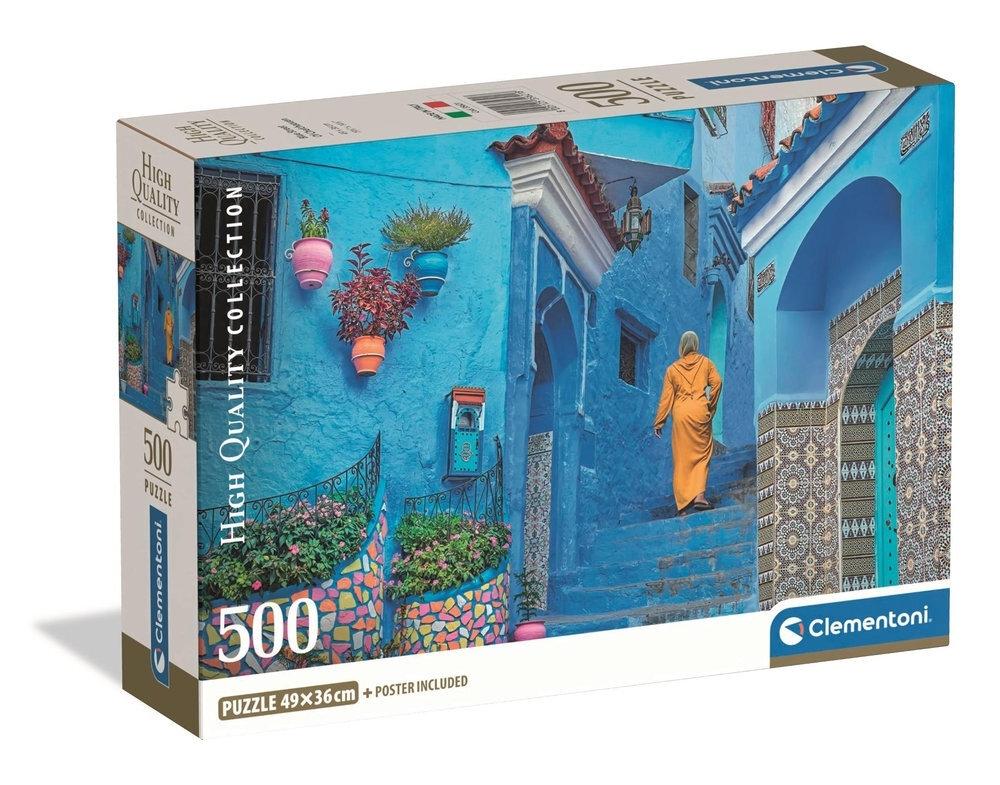 Puzzle 500 piezas Calle azul de Chefchaouen 35621 Clementoni