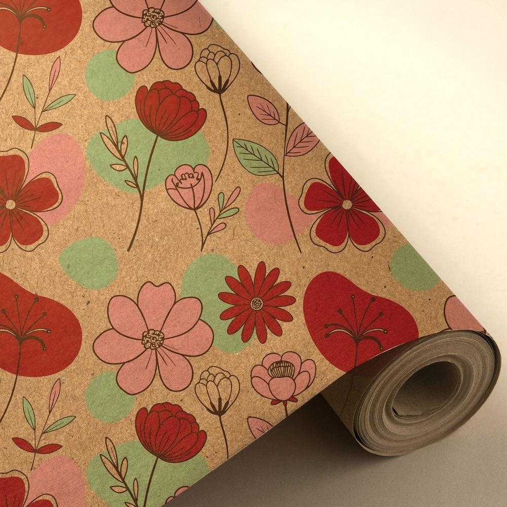 Bobina fantasia kraft 62cm 3150296X Pryse 4kg Flores