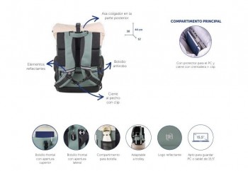 Mochila 44cm.Cierre enrollable Roll Top Urban Toffee 400215550 Oxford