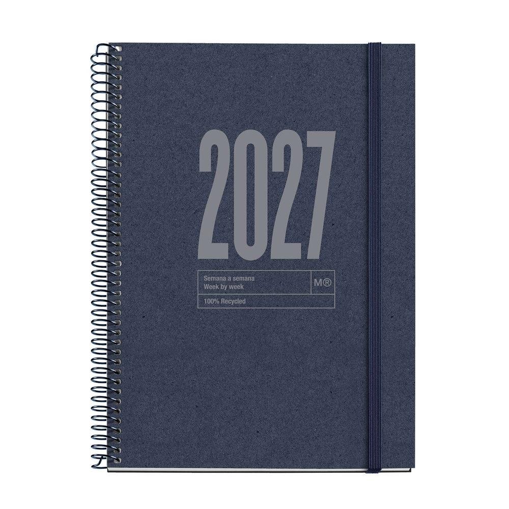 Agenda Miquelrius Anual 2027 155x213 Semana vista Plus Espiral Reciclado Dark Blue MR34813