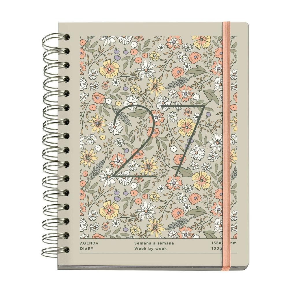 Agenda Miquelrius Anual 2027 160x218 Dia pagina Marguerite Smith Wire Taupe MR34822