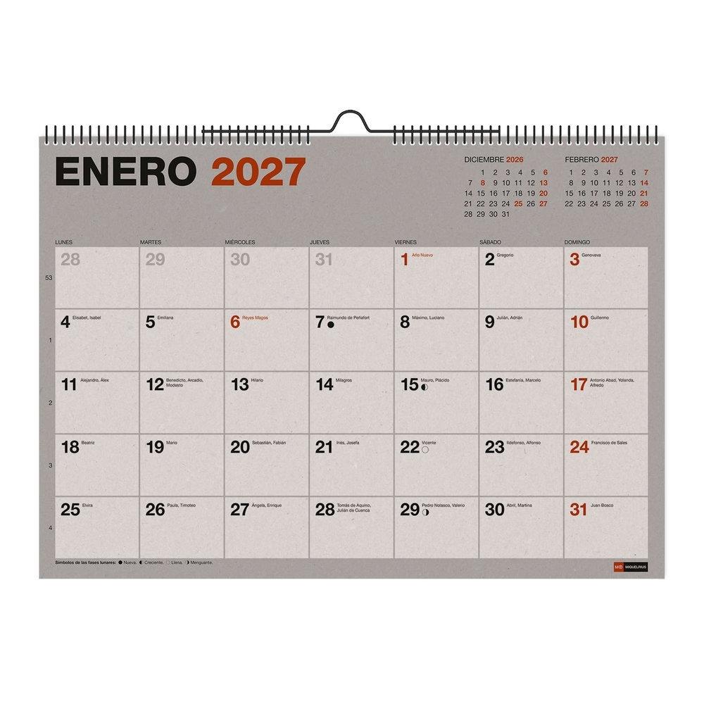 Calendario anual Miquelrius 2027 MR28439 Pared para escribir A3 420x296 Basico Reciclado
