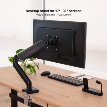 Soporte de Mesa brazo monitor TOOQ DB5032TNR-B Contrapeso Giratorio e Inclinable para Monitor 17-32(VESA 75x75 y 100x100, 9 kg)