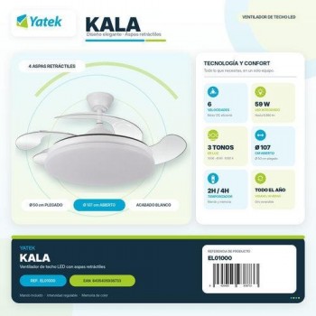 Ventilador techo con luz Yatek 59w blanco EL01000