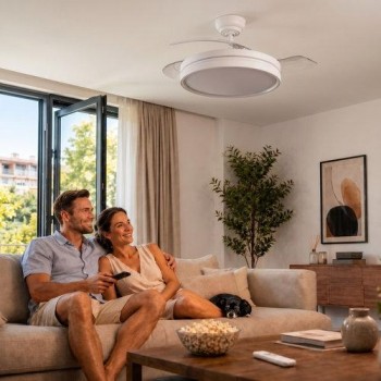 Ventilador techo con luz Yatek Mia silencioso 60w blanco EL01004
