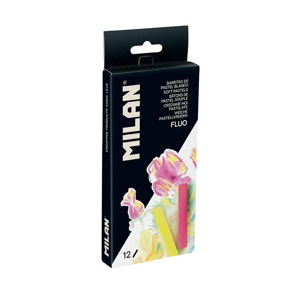 Caja 12 barritas soft pastel colores fluo MILAN Art 6110212FL
