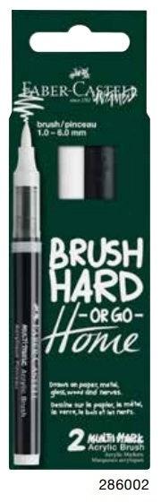 Estuche 2 rotuladores acrylic brush blanco/negro 286002 Faber Castell