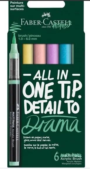 Estuche 5 rotuladores acrylic brush colores pastel 286006 Faber Castell