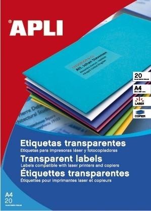 Etiqueta Apli 10969 Laser Transparente. 99.1x38.1 20H.