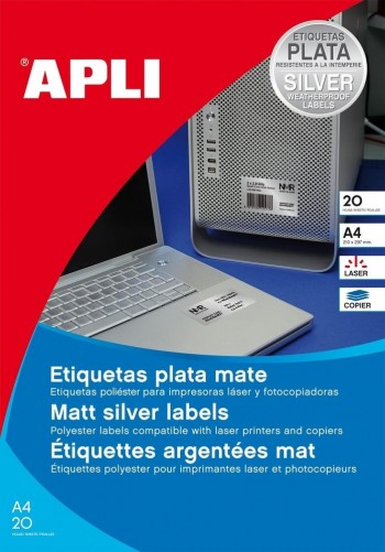 Etiqueta Apli 10066 Plata 45,7x21,2 20H. laser