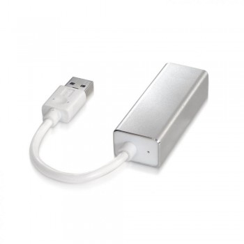 Adaptador de Red AISENS A106-0049   USB 3.0 a RJ45 Gigabit 10/100/1000 Mbps (15 cm, Plata)