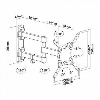 Soporte de Pared AISENS WT42TSLE-011   Giratorio, Inclinable y Nivelable para TV 13  42  (VESA 200x200, 20 kg)