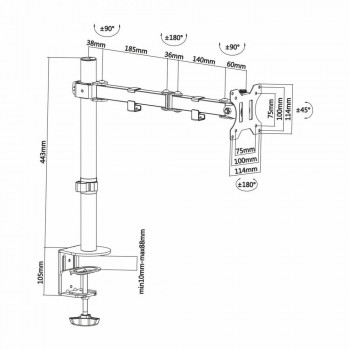 Soporte de Mesa AISENS DT32TSR-039   Giratorio e Inclinable para Monitor/TV 13  32  (VESA 100x100, 8 kg)