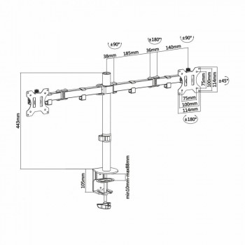 Soporte de Mesa AISENS DT32TSR-041   Giratorio e Inclinable para Monitor/TV 13  32  (VESA 100x100, 8 kg)