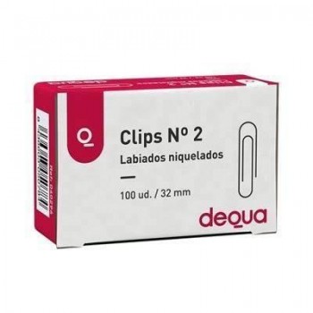 Clips Dequa Nº2 Caja de 100 unidades plateados 040296