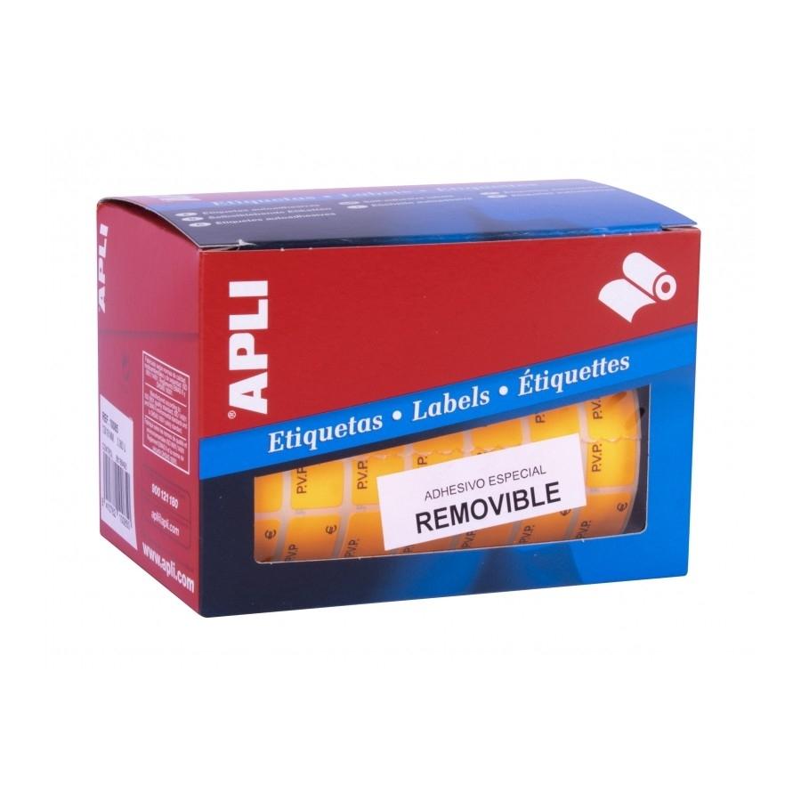 R.3360 etiquetas escritura manual Apli PVP 12x18mm naranja flúor 10085