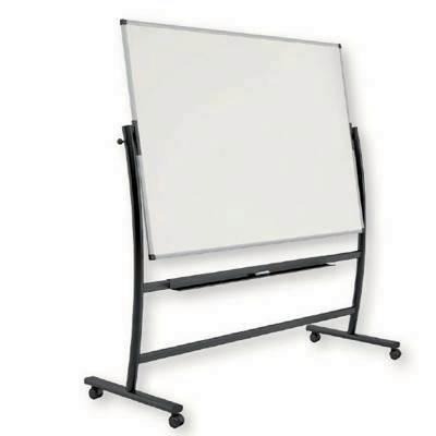 Estructura volteable para pizarra de doble cara con ruedas y bandeja para rotuladores para medida 150x120cm