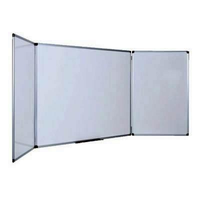 Pizarra tríptica blanca con superficie de acero vitrificado magnética 90x240cm (90x120cm CERRADA)