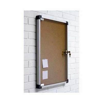 Vitrina fondo corcho natural 1 puerta vertical y llave 70X50cm