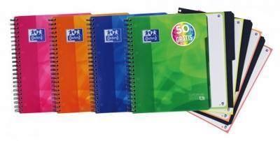 Bloc espiral Oxford 400196874 folio 120H. cuadros 5X5 Tapa Plastico con separador