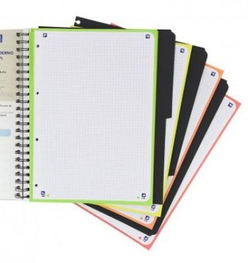 Bloc espiral Oxford 400196874 folio 120H. cuadros 5X5 Tapa Plastico con separador