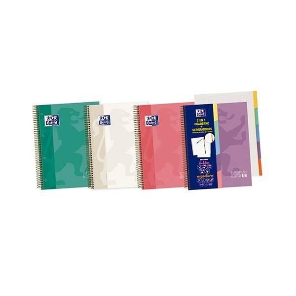 Block espiral Oxford EuropeanBook 5 90g 100h cuadrícula 5x5 A5+ colores surtidos 400135623