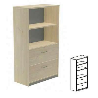 Armario carpetero 2 estantes + 2 cajones archivo 90x195x45cm. haya/haya