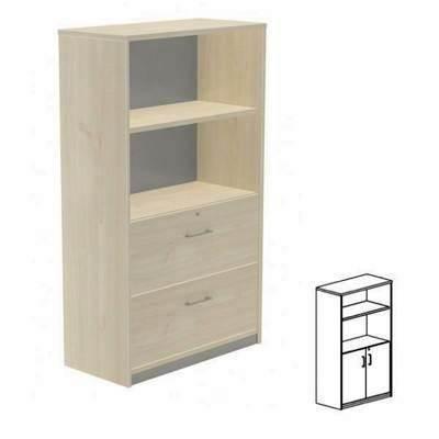 Armario Puertas Bajas+ 3 Estantes 90x156x45 1057AB02 Aluminio/Gris