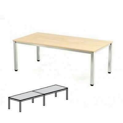 Mesa Doble Rectangular 320x80x72-77cm 2209AD01 Aluminio/Haya